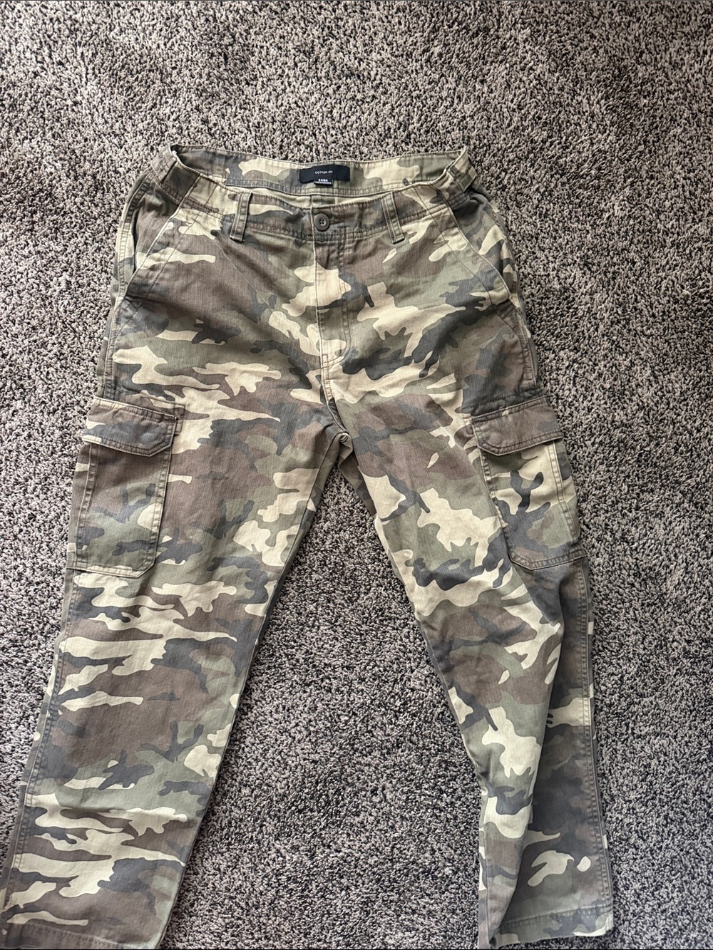 Cotton On Men's Camo Cargo Pants in Olive & Khaki